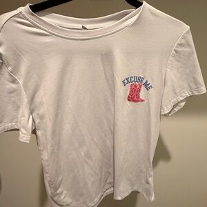 Excuse Me White Graphic Tee